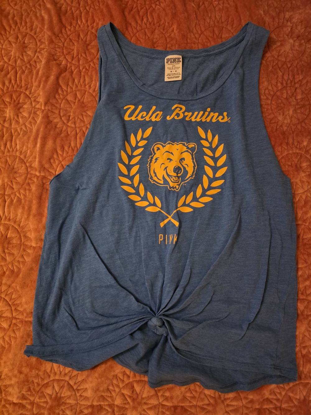 PINK Victoria's Secret Blue Tank with Yellow UCLA Bruins Graphic